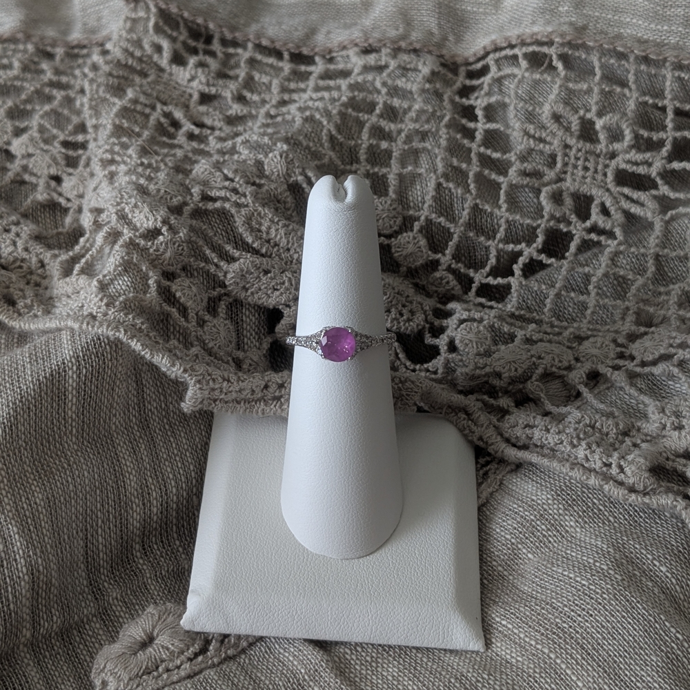Elegant Silver and Purple Quartz Women's Ring